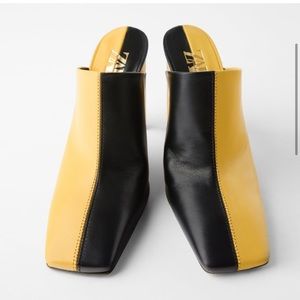 Zara black and yellow heels